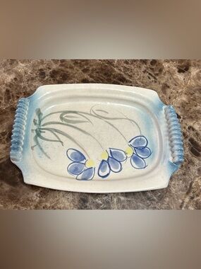 Blue Floral Ceramic Serving Platter